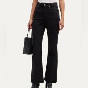 Rag & Bone "Casey" flared-leg ankle jeans in a black, comfort stretch denim